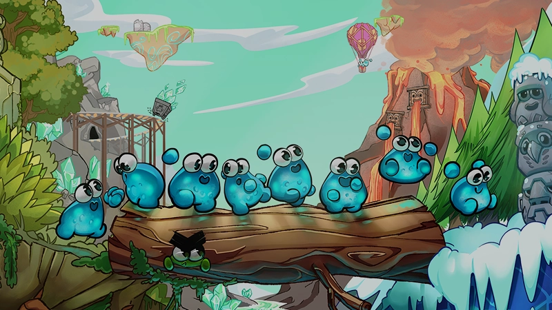 Save the Bloogs on Board: colorful creatures on a puzzle level
