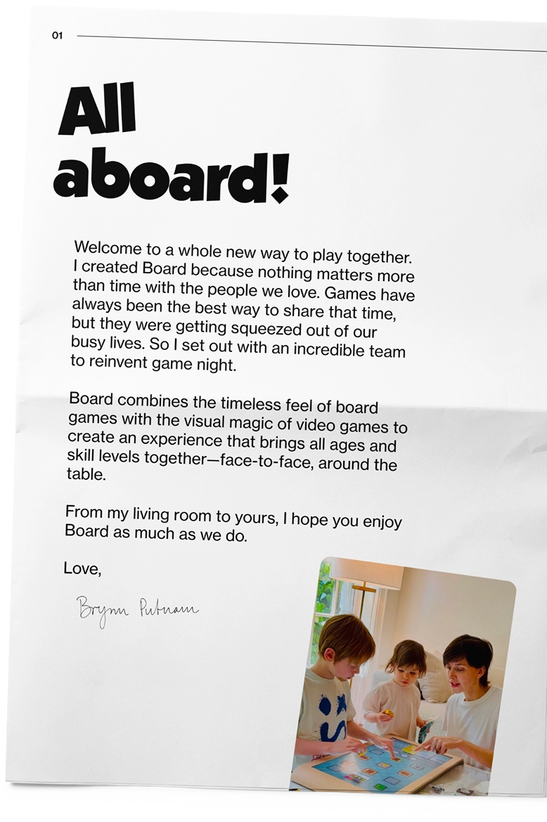 Founder's note from the Board about page, set as a portrait graphic